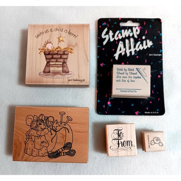 Large lot rubber stamps scrapbooks crafts cards 42 various READ - Picture 2 of 12